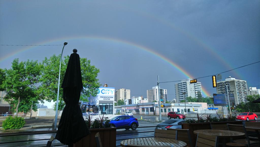 kprisiak's tweet photo. First a double rainbow...now the Raptors just need a win. https://t.co/4fHaIj3YWB