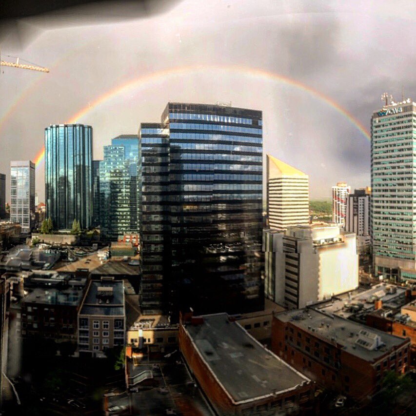 Rainbow 🌈 spotting out of my window #rainbowalert #rainbows #yeg #yegwx #viewsallday