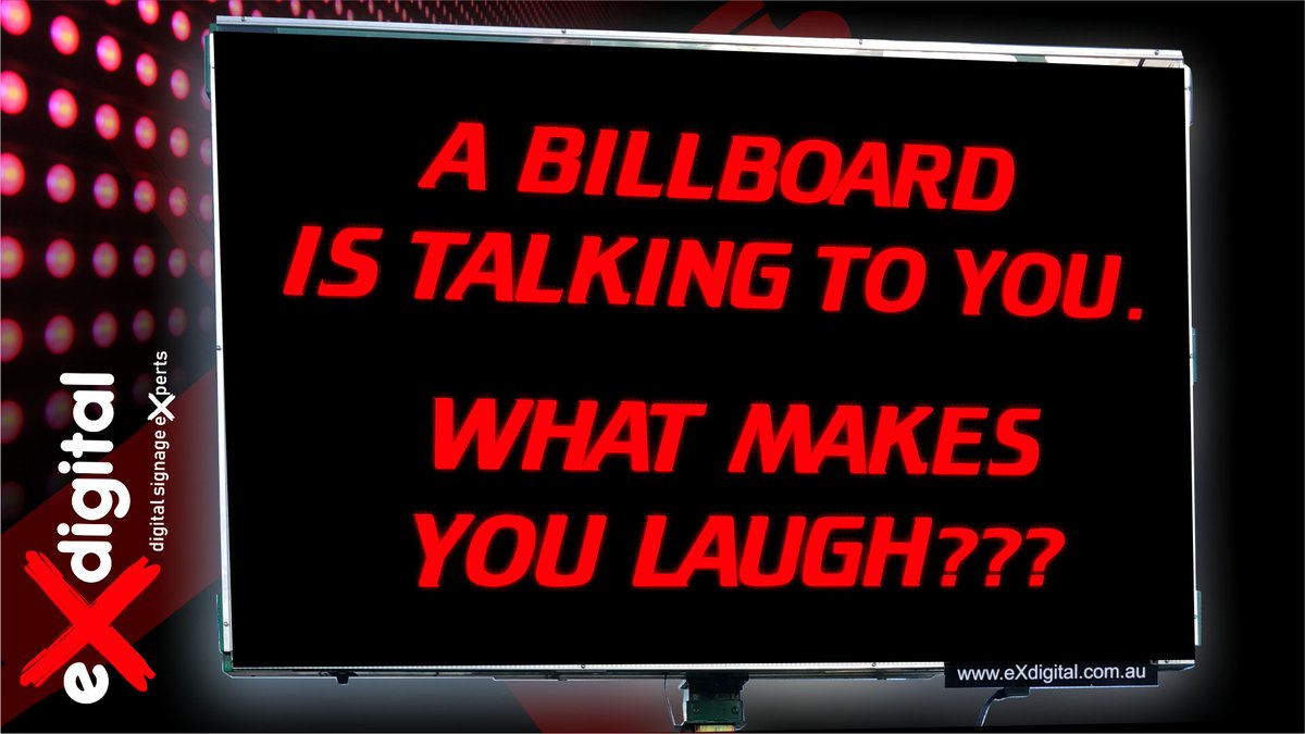 ExpresswaySigns's tweet photo. Please comments, ideas, quotes etc. below,
if it's hilarious... it's ending up on one here in Cairns!
#exdigital #interactive #interactivebillboard #billboard #cairns #funny #led #signage #ledscreens #australia #laugh #digital #digitaladvertising #advertising https://t.co/plaPvtpcDY