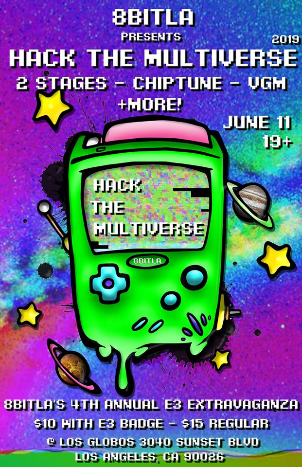 Running some visuals tomorrow night for <a href="/8BitLA/">8BitLA</a>'s awesome annual Hack the Multiverse!