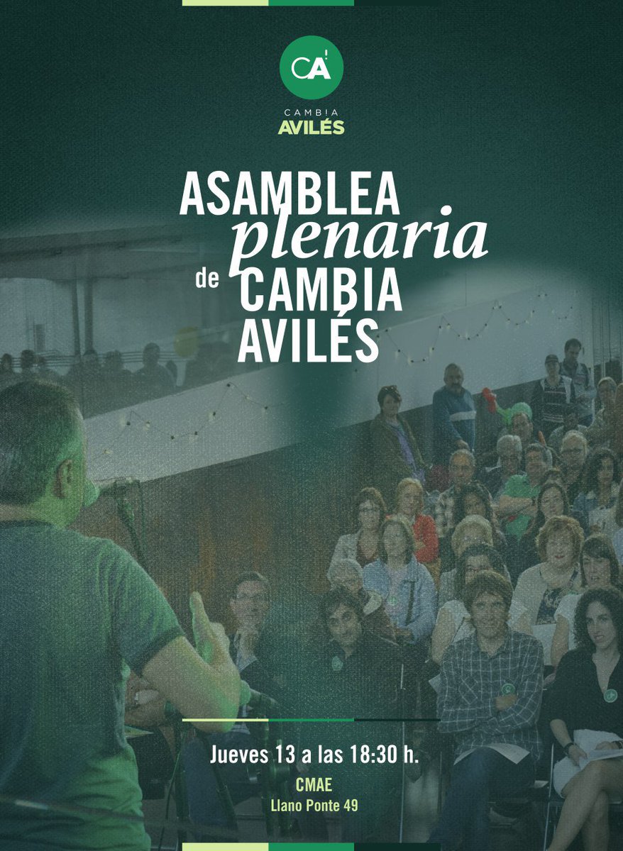 ➡️ Este jueves en el CMAE de la Calle Llano Ponte 49, Asamblea plenaria de #CambiaAvilés. En ella haremos un análisis entre todxs de los últimos resultados electorales. ❗Te esperamos ‼️, tu opinión es muy importante para nosotrxs. #Futuro