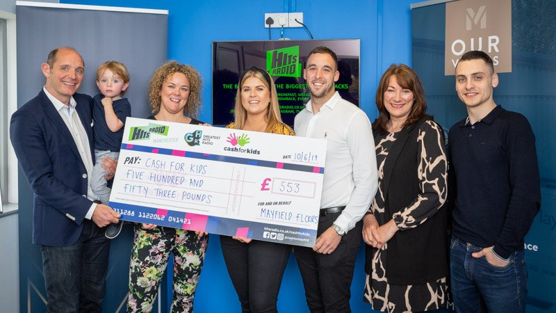 MayfieldFloors's tweet photo. We couldn't be happier to present our cheque as a result of the kind donations from our Coffee and Cake #SuperheroDay for @hitscashforkids! Again a big thank you to everybody who donated. https://t.co/IUie4W1nOx