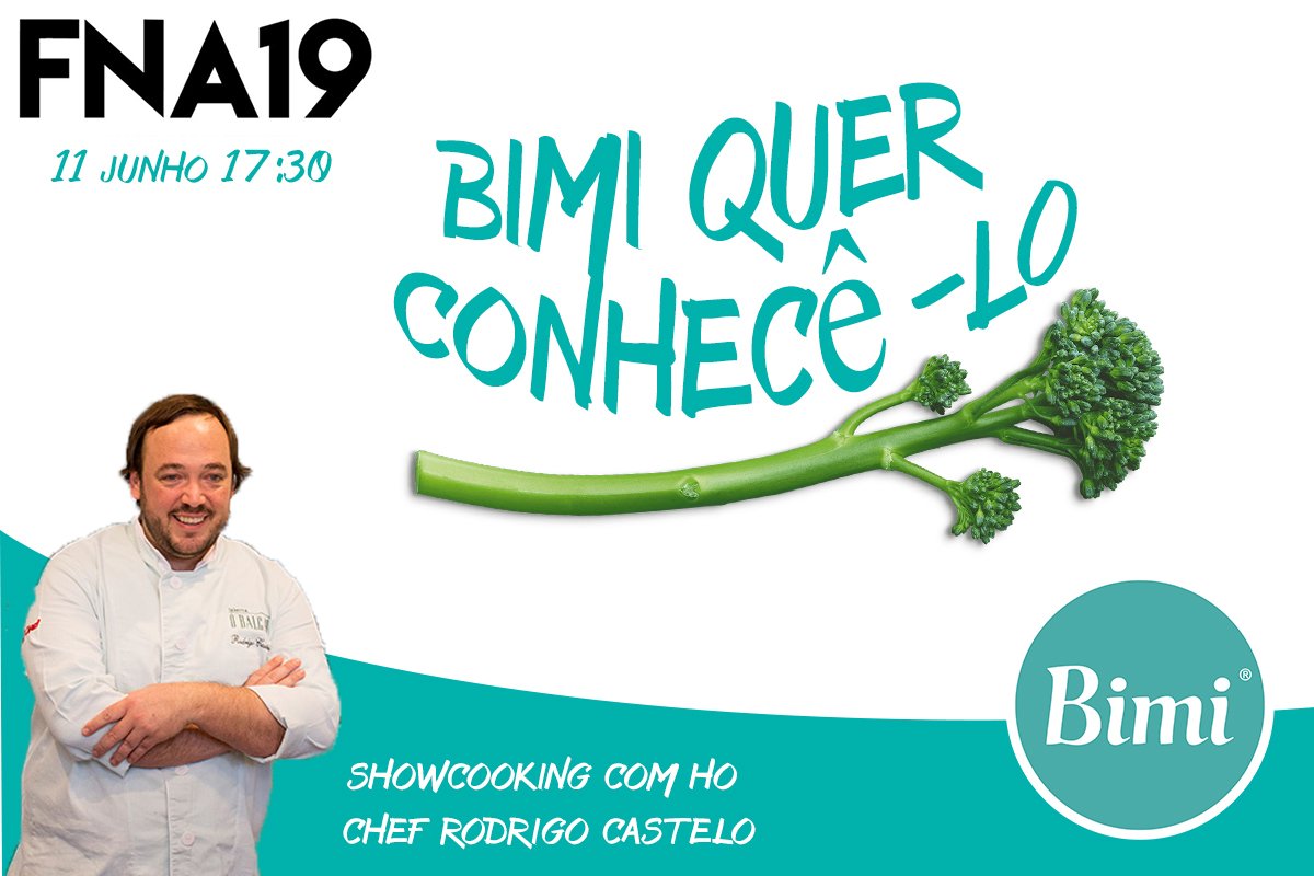 Bimi_ES's tweet photo. ¡Bimi quiere conocerte! Hoy a las 17:30 #Bimi va a ser el ingrediente estrella del #showcooking 🍽 protagonizado por el #chef #RodrigoCastelo 👨🍳. ¿Con qué plato nos sorprenderá? Os esperamos a todos en Feria Nacional de Agricultura en #Lisboa. https://t.co/e72GHMLWnW