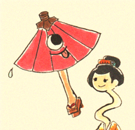 なな いろは 傘の日 以前描いた唐傘お化けなど イラスト 妖怪 唐傘お化け かぶる傘
