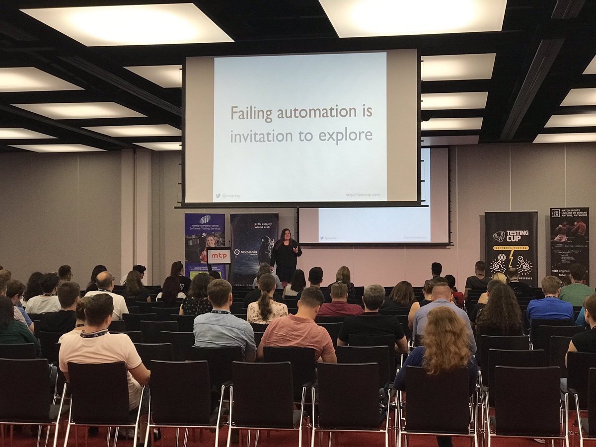 automatingguy's tweet image. Day 2 of @TestingCup - first, keynote by @maaretp about automation and exploration #testingcup2019 #conference