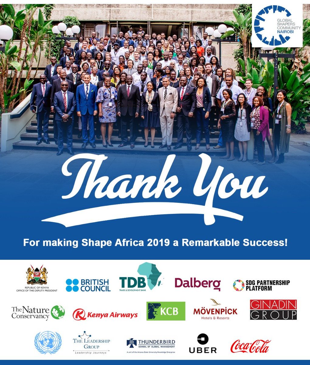 Njore_'s tweet photo. We @GShapersNairobi thank all our partners for making Shape Africa 2019 a great success @ke_British @Nature_Africa @unicnairobi @KenyaAirways @Thunderbird @DalbergTweet @ODPP_KE @UNFPAKen
@WilliamsRuto @pthigo @sidchat1 @Rubenvellenga @edwin_macharia
#TradeandDevelopmentBank https://t.co/EE9EzH5RQ4