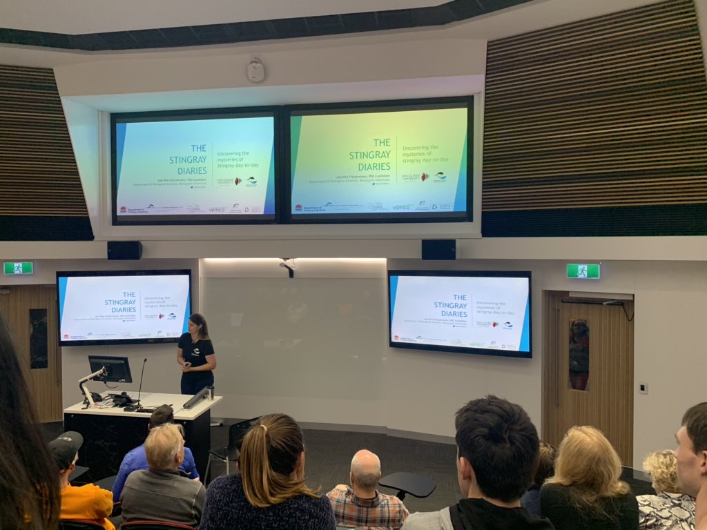Courtney_Sharks's tweet photo. So many fantastic marine talks today at @MQBiology HDR Conference! Well done @MotherOfRays @kate_c_dodds @OysterReefs @MolluscMatt! https://t.co/XqjljPtzDy