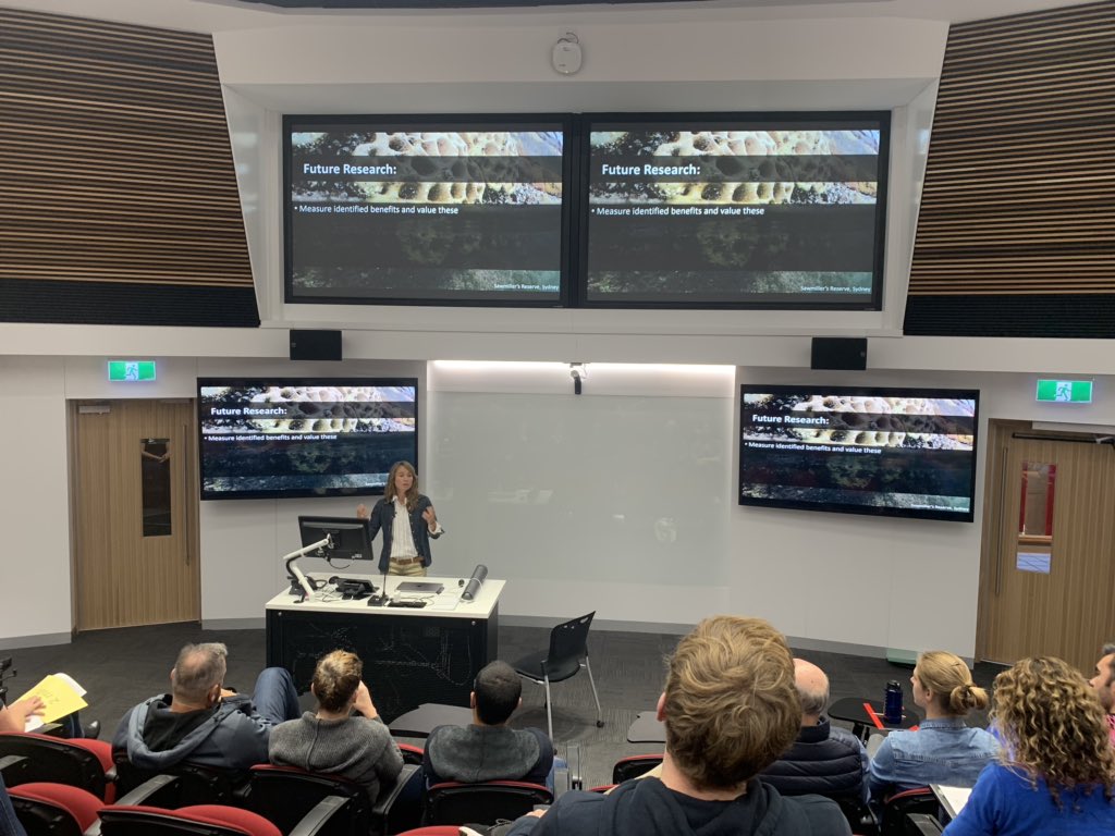 Courtney_Sharks's tweet photo. So many fantastic marine talks today at @MQBiology HDR Conference! Well done @MotherOfRays @kate_c_dodds @OysterReefs @MolluscMatt! https://t.co/XqjljPtzDy