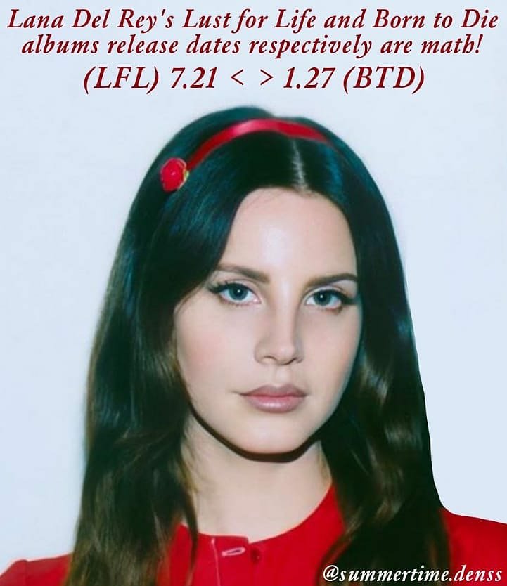 denss_bihay_10s's tweet photo. #BornToDie birthday was 1.27, but #LustForLife birthday was 7.21. 127 reversed into 721. 👸🏻👩🏻‍🏫
.
credit: summertime.denss from IG
.
#LanaDelRey #LanaDelRey621 #goddessofsummertime #queenofsummertime #GoddessOf621 #LDR #SummertimeSadness #Paradise #SD0610 #LDRonDenss #DB0611 https://t.co/o6ZHDAnHex