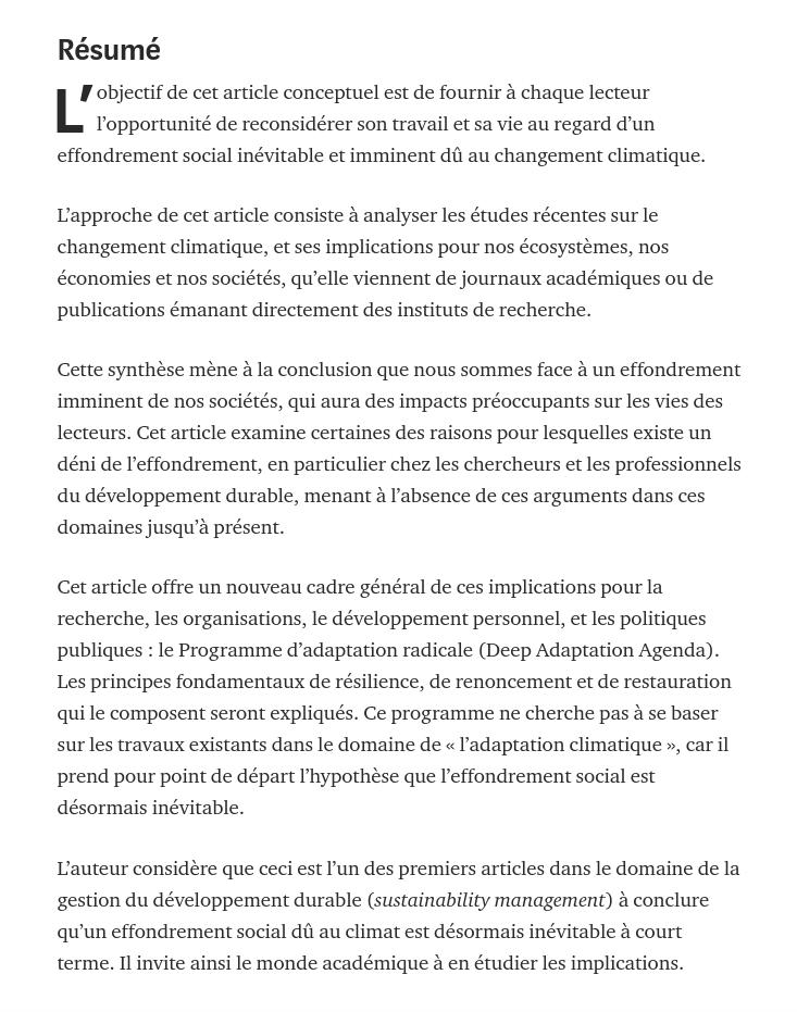 📖"Deep Adaptation - L’Adaptation radicale : un guide pour naviguer dans la tragédie climatique", article original du professeur @JemBendell (<a href="/cisl_cambridge/">Cambridge Institute for Sustainability Leadership</a>), traduction par Marc Boyer / Sophie Leader / @JulienLecaille.
👉lifeworth.com/DeepAdaptation…