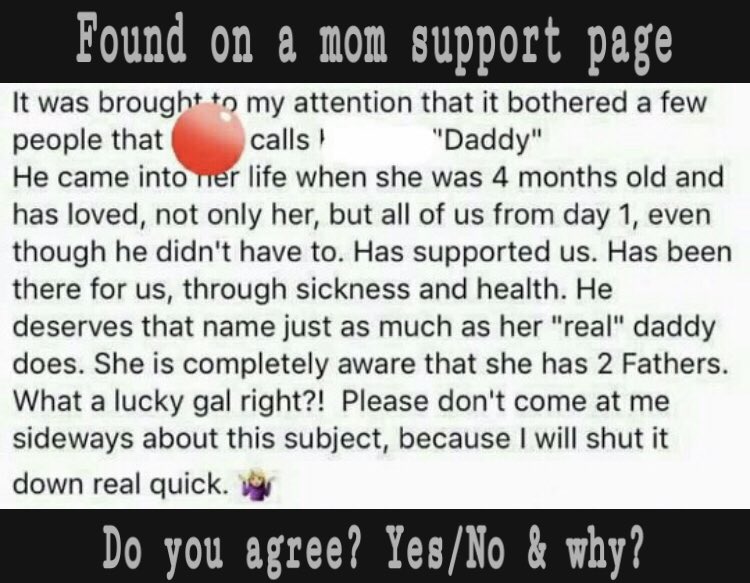 TFRM5050's tweet image. What do you think, should step-parents allow a child to refer to them as dad/mom? #letstalk!
#tfrm #fathersrightsmovement #fathersmatter #youarenotalone #stopPA #fatherhood #support5050 #equalsharedparenting #equality #familylawreform #dads #kids