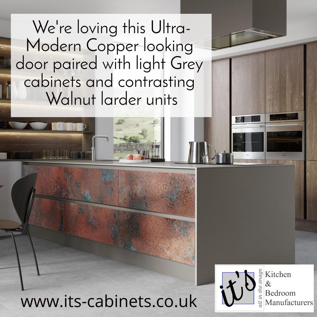 ItsCabinets's tweet photo. We're in love with these #copper effect doors 😍 Perfect with woodgrain or cooling Grey for an #ontrend kitchen.  Visit our website to find out more and open a trade account today https://t.co/SKztTNzDqj #kitchensupplier #manufacturers #completekitchens #modern #sleek #KBB #87RT https://t.co/jLclYP7VWy