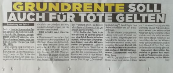 Was für eine Headline, wenn es um die Hinterbliebenenrente geht. #BILD #Rente