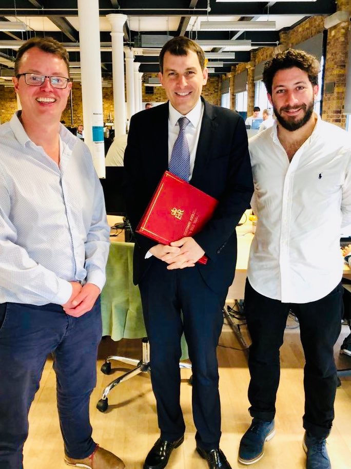JohnGlenUK's tweet photo. This morning I met with @FinanceConrad and @Ryan_EP at @FundingOptions. They’re doing excellent work to help small businesses grow. Also great to hear how Open Banking is transforming their business and their experience as part of the #TechNationFintech programme. #LondonTechWeek https://t.co/AaYATL8G4g