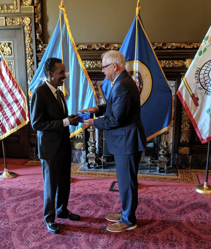 grove's tweet image. An honor to meet w/ Somali Foreign Minister Awad yesterday. Here's more on his plans, which he also shared w/ @GovTimWalz strib.mn/2wPGxsA  “We’re rebuilding a whole nation... We need all kinds of skills and all kinds of expertise.”