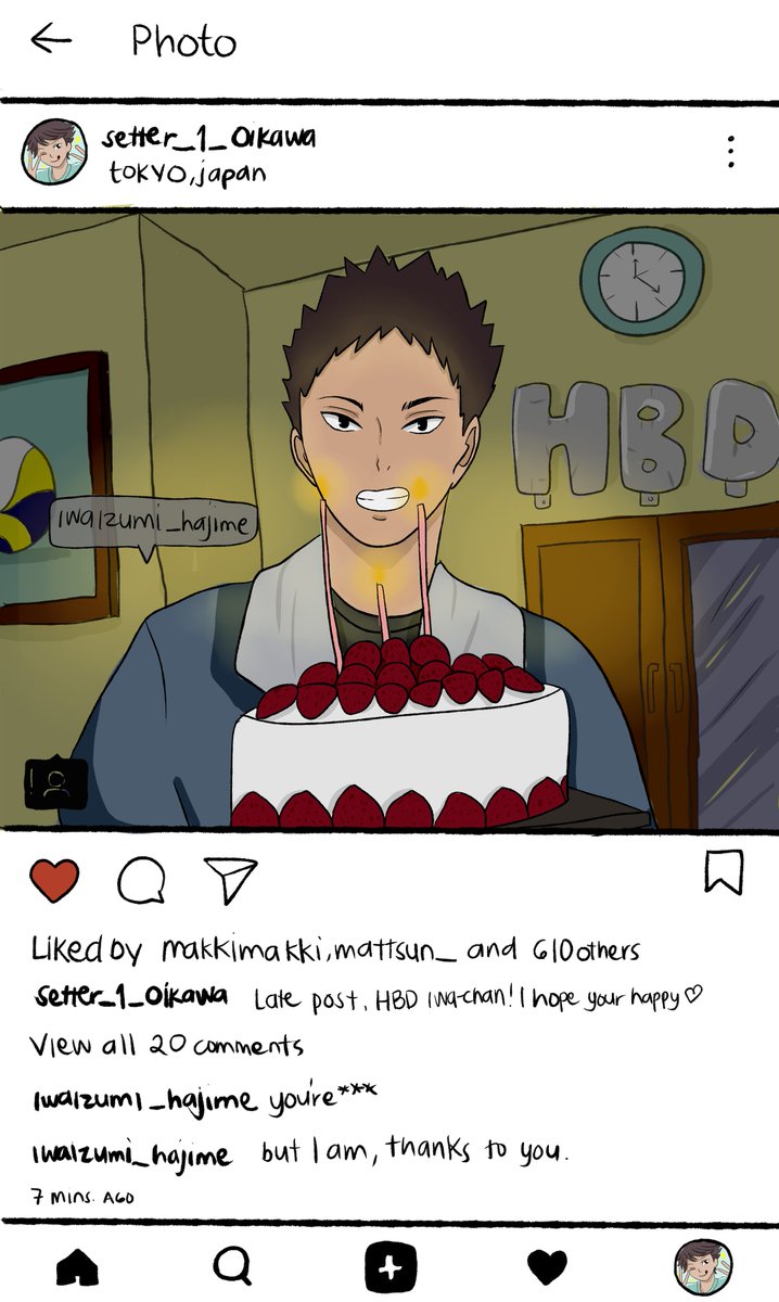 Anro Iwaoi Day Instagram Setter 1 Oikawa Posted A Photo Another Late Iwachan Birthday Post Hehe Iwaoi Fanart 6月10日は岩泉一の 誕生日 岩泉一生誕祭19 T Co Vv6v2iltpm