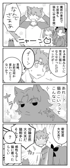 中途半端に猫化した士郎君と猫峰 