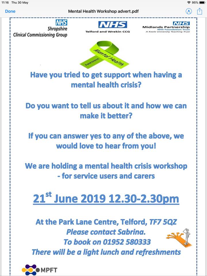 Do get in touch with Sabrina on 01952 580333 if you would like to register for this workshop.