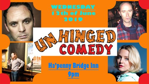 Unhinged Comedy's cruising Wednesday (12th June). Ha'penny Bridge Inn. Doors 9pm. €10. FREE POPCORN!
.
Book Now At: unhingedcomedy.ie, and get 20% off by using the discount code: JiveJune
.
#unhingedcomedy #unhinged #comedy #standup #comedyclub #ireland #dublin #templebar