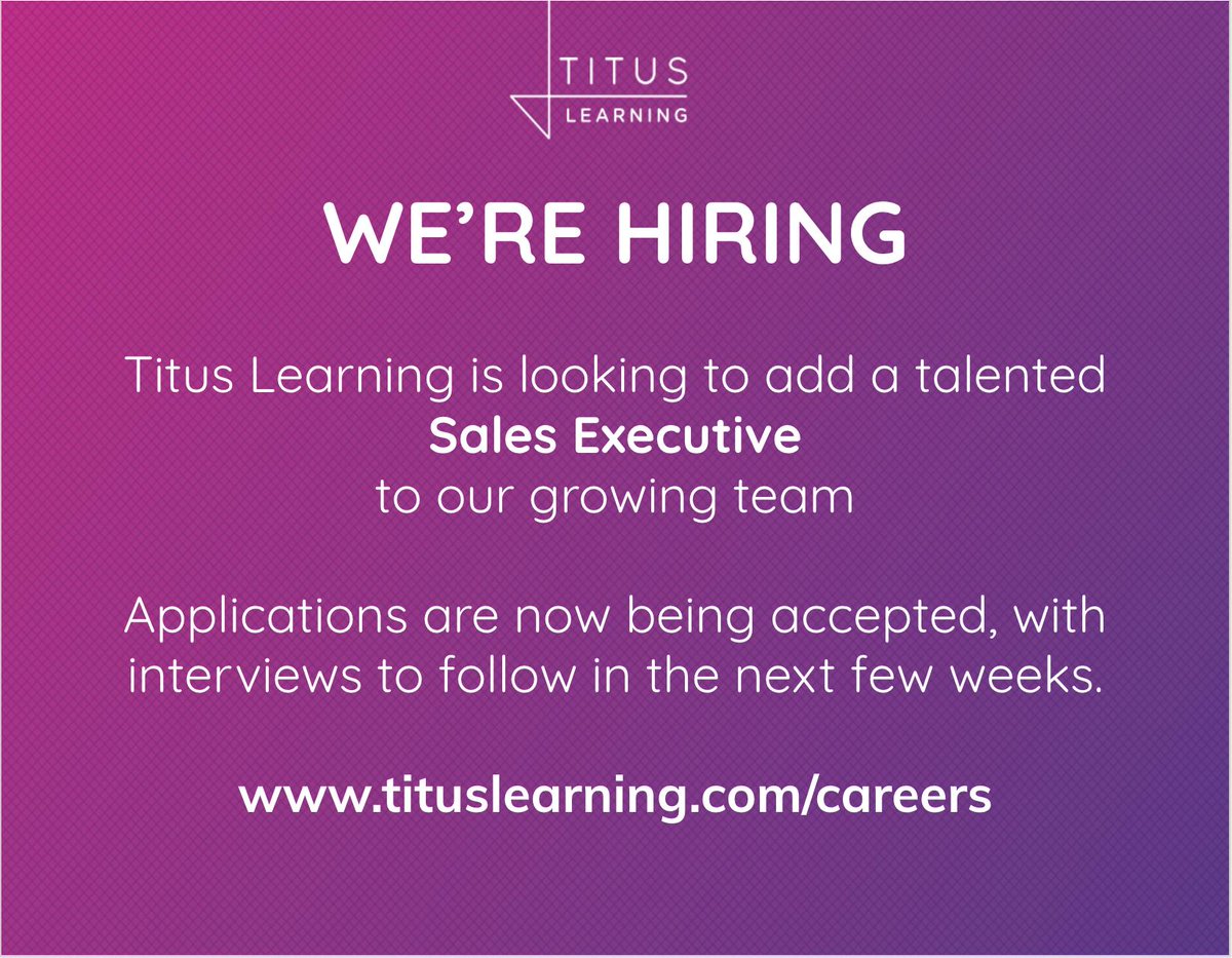 Come and join Titus Learning, as we look to add a #sales executive to our rapidly growing and international team! 

tituslearning.com/sales-executiv…

#jobs #newjobs #moodle #edtech #leeds #bradford #yorkshire