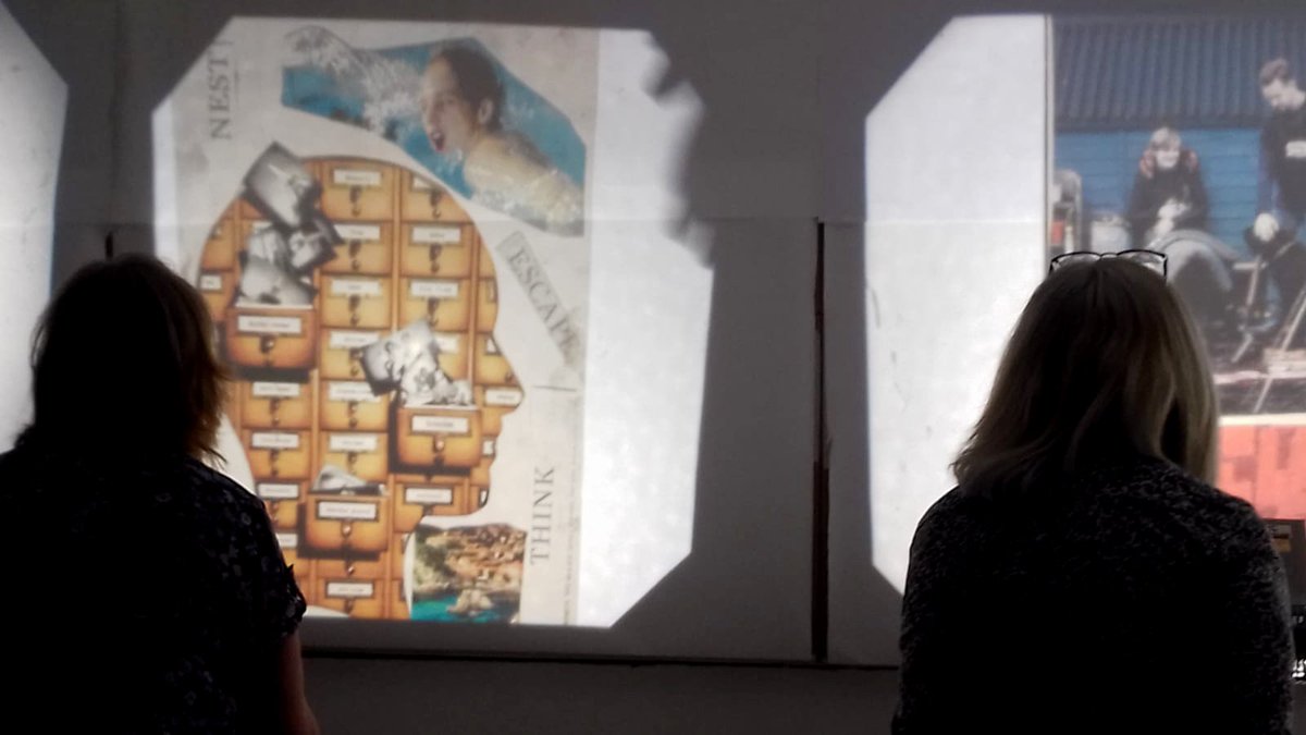 IMMAIreland's tweet photo. We spent a lovely day last Saturday at the #IMMAAfter: The Desire Factory; Collage and Light Installation workshop for Adults facilitated by artist Jan McGullough. Here are some photos of the event. This workshop coincides with the exhibition #AVagueAnxiety. #IMMA2019 https://t.co/yzJ4gesLCL