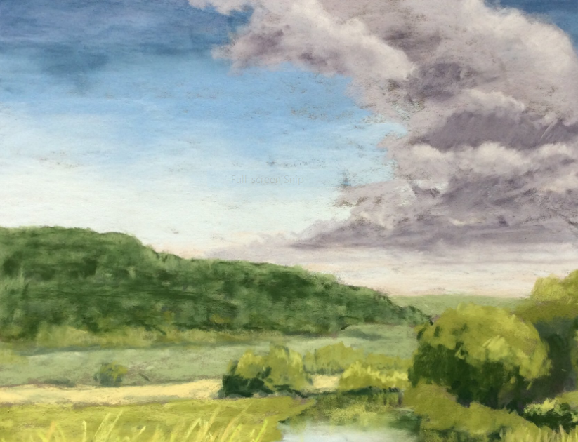 SeatonDev's tweet image. Captured this area of Seaton beautifully!  RT John @devonsketch Here’s a #pastel #painting capturing the soft #light of late summer. River #Axe nr #Colyford #Seaton #Devon