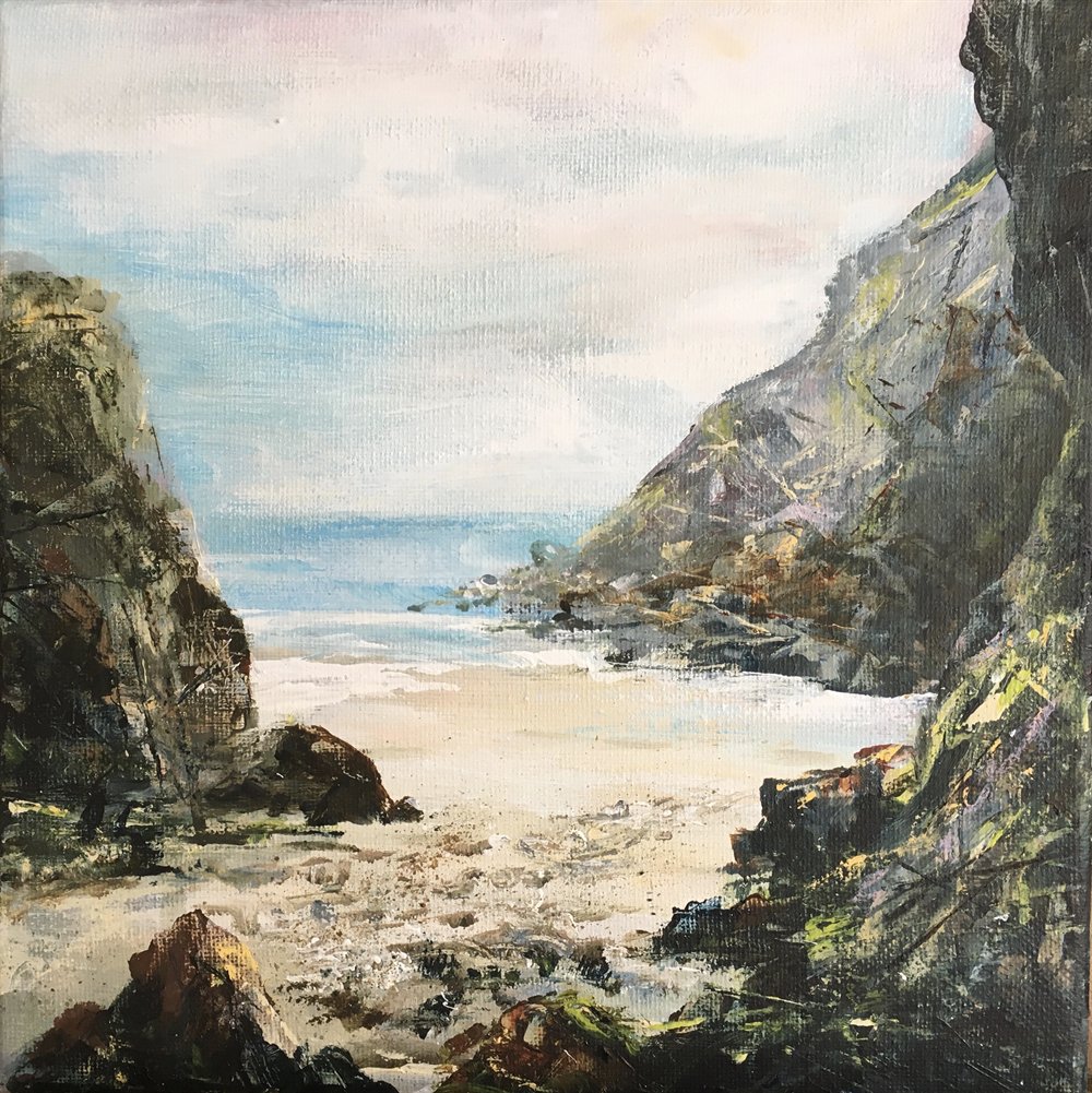 Beautiful #oilpainting by Clare Hughes bit.ly/2KHZN3x 'Porthgwarra' - wish you were there?