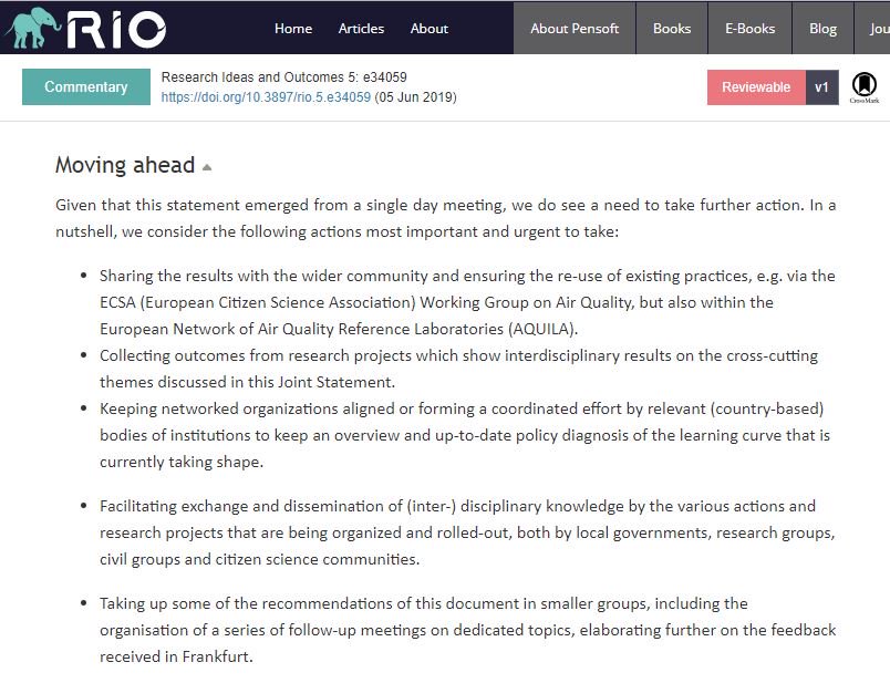 New commentary on the role &amp; usability of lower-cost #AirQuality data, following a meeting (38 organisations, 14 countries) as part of <a href="/hack_air/">hackAIR</a> project @EU_2020.

Find more: doi.org/10.3897/rio.5.….
#Pollution #Environment #Ecology #CitizenScience #Sustainability #ClimateChange