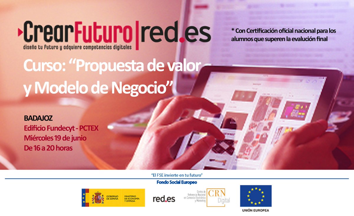 bersconsulteam's tweet image. Curso en competencias para #TransformacionDigital
➡️&quot;Propuesta de Valor y Modelo de Negocio&quot; 19 de junio en @FundecytPCTEX de Badajoz
Solo 30 plazas, gratuito, certificación oficial @redpuntoes @_minecogob
Para empleados, autónomos y desempleados
Inscripc: adalidformacionyempleo.com/redes/