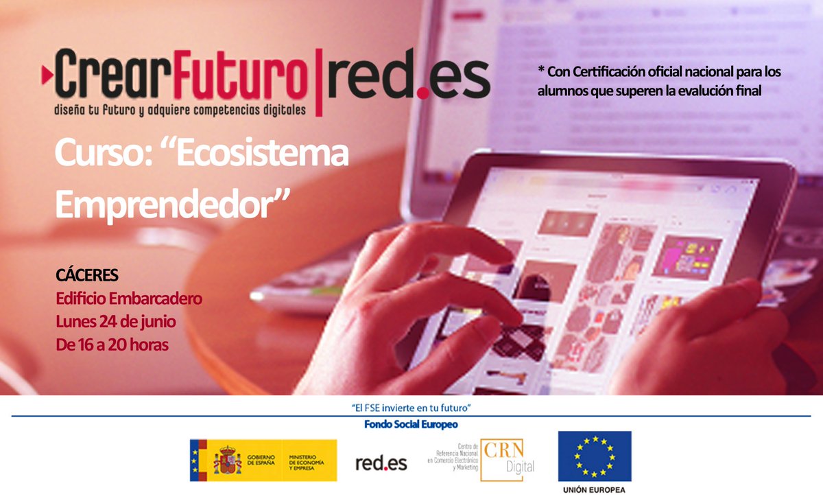 bersconsulteam's tweet image. Curso en competencias para #TransformacionDigital
➡️&quot;Ecosistema Emprendedor&quot; 24 de junio en Embarcadero @AldealabCaceres de Caceres
Solo 30 plazas, gratuito, certificación oficial @redpuntoes @_minecogob
Para empleados, autónomos y desempleados
Inscribete: adalidformacionyempleo.com/redes/