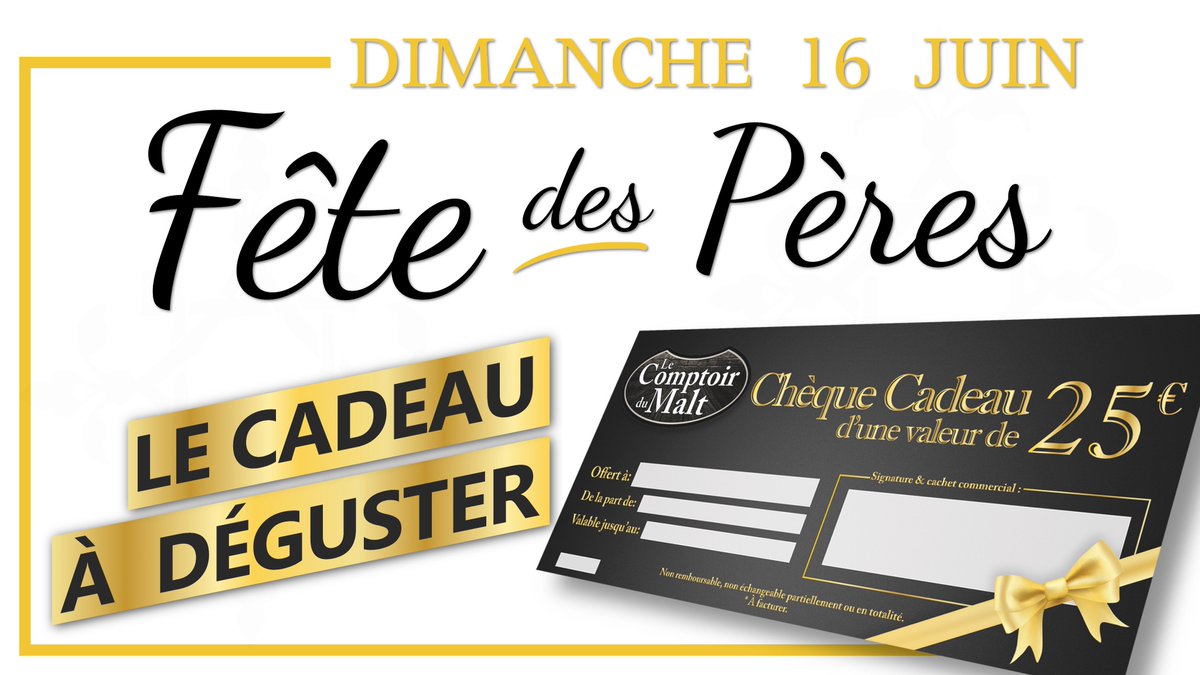 Avez-vous pensé au #cadeau de #Papa ? 🤓🎁
Découvrez les chèques cadeaux dans tous vos restaurants #lecomptoirdumalt
#Fetedesperes