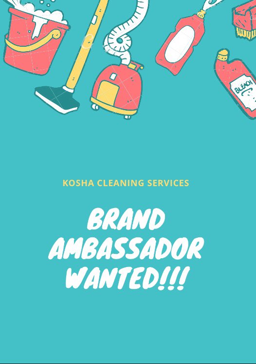 KoshaCleaning's tweet photo. NOTICE!! 
Kosha Cleaning Services is looking for its brand ambassador!! To enter simply answer this question: Why Is House Cleaning Services Important For Your Health And Lifestyle? 
- Like, follow and retweet 
-Amazing perks to be awarded to our brand ambassador 🙃!!  
#kosha https://t.co/Lqc8jQpXuq
