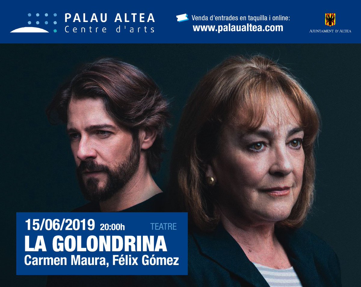 palaualtea's tweet photo. Carmen Maura vuelve a los escenarios con LA GOLONDRINA. Sábado 15 de junio en @palaualtea 🔝
🎟https://t.co/fmSVITETbW
#teatro #altea @EsAltea @VisitAltea https://t.co/X8PoEYbrGW