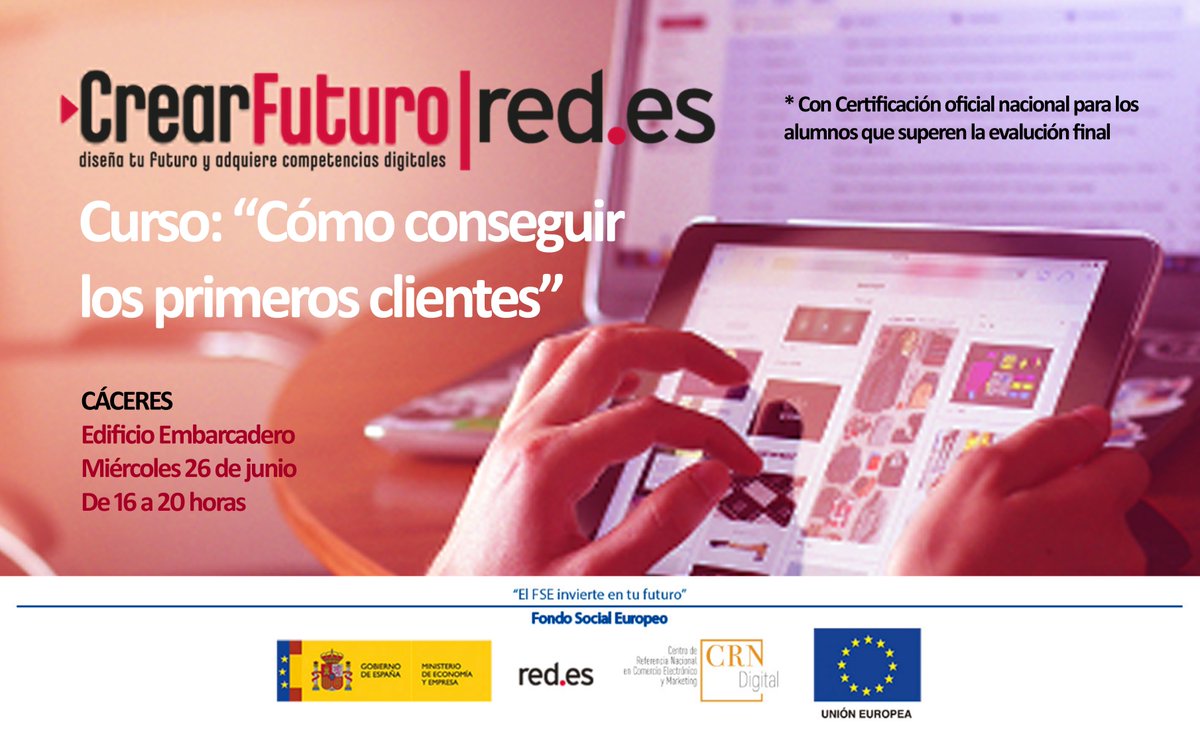 bersconsulteam's tweet image. Curso en competencias para #TransformacionDigital
➡️&quot;Como conseguir los primeros clientes&quot; 26 de junio en Edificio Embarcadero de Cáceres
30 plazas, gratuito, certificación oficial @redpuntoes @_minecogob
Para empleados, autónomos y desempleados
Inscribete adalidformacionyempleo.com/redes/