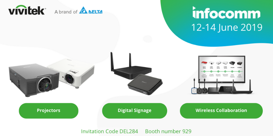 . <a href="/InfoComm/">InfoComm</a> exhibit starts tomorrow! We will present a wide range of our performance projection displays, wireless presentation &amp; collaboration solutions and digital signage products. See you at booth number 929. #InfoComm19