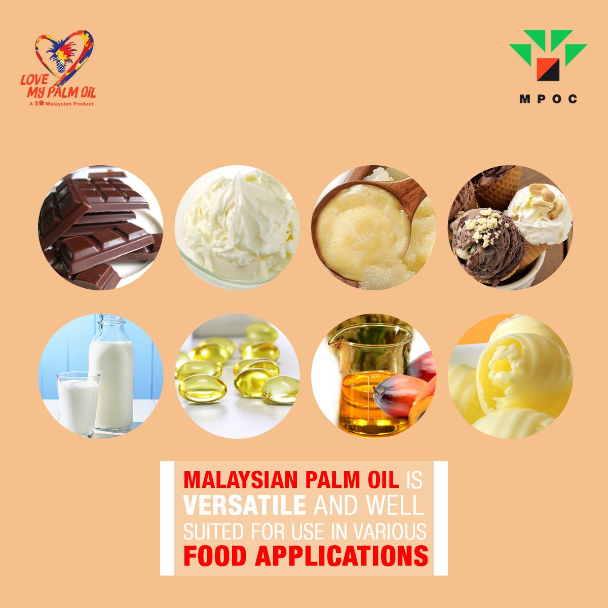 MPOCEurope's tweet photo. MALAYSIAN PALM OIL IS VERSATILE AND WELL SUITED FOR USE IN VARIOUS FOOD APPLICATIONS.
#Palmoil #icecream #mpoc #mpoceurope #caramels #coatings #Vegetableghee #mpo #fillings #malaysianpalmoil #food #baking #confectionery #Vanaspathi #Chocolate #Cookingoil #Vegetableoil https://t.co/EXFqoAubaJ