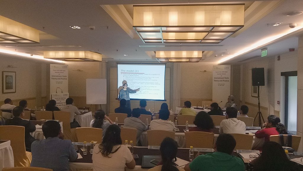 kamleshg841's tweet photo. Prof.  #MeetaMehra from #CITD @JNU_IN enlightening the Participants on #TradeandEnvionment : #TheoreticalPerspective at 4th #RISEXIMSummerSchool2019
@RIS_NewDelhi 
@Sachin_Chat 
@IndiaEximBank 
@BimstecInDhaka 
@sabya_saha 
@pdash76 https://t.co/XfHtVOobI9