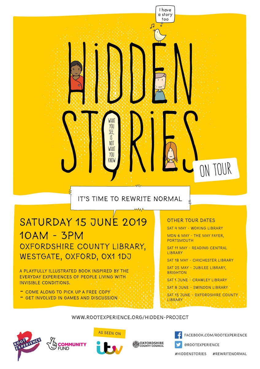 Root Experience (@rootexperience) on Twitter photo We're off to <a href="/_OCL/">Oxford County Library</a> this Saturday for our final Hidden Stories on Tour event. The response to the book so far has been amazing, with organisations finding it a really useful tool.
Make sure you get your copy of #HiddenStories and help us to #RewriteNormal, 15 June 10am-3pm We're off to <a href="/_OCL/">Oxford County Library</a> this Saturday for our final Hidden Stories on Tour event. The response to the book so far has been amazing, with organisations finding it a really useful tool.
Make sure you get your copy of #HiddenStories and help us to #RewriteNormal, 15 June 10am-3pm
