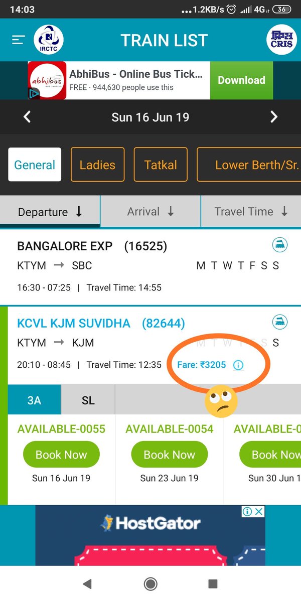 Anilsaphr's tweet photo. @RailwaySeva For 600 Km how can you charge rs.3200. Its 55 seats avlble now. What will be if it is wait list.Hw the people can get into this train.I think purpsfully you want to show this train is lose for Railwy dept, &amp; wnt 2 stp this train to help pvt bus mafia. https://t.co/Micm66PSUd