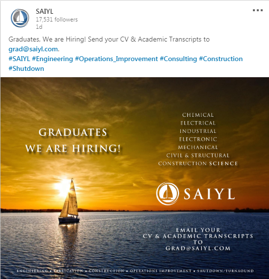Valencia_Khanye's tweet photo. Graduates, We are Hiring! Send your CV & Academic Transcripts to grad@saiyl.com.
#SAIYL #Engineering #Operations_Improvement #Consulting #Construction #Shutdown
@akreana_ @danielmarven https://t.co/opFhMYKfg0