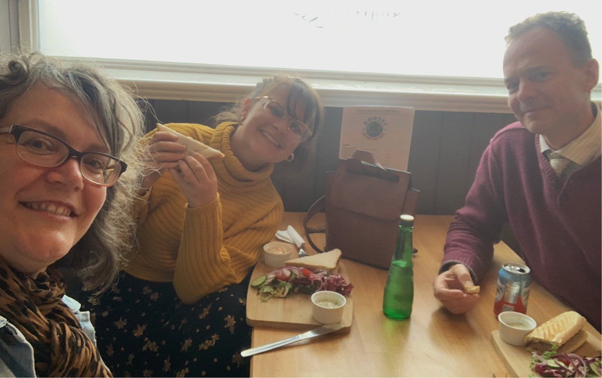 sarahjohnstone's tweet photo. Fish finger sandwich lunch with ⁦@martinbottomley⁩ and Laura at the new Adventure Café on Portland 🥪 https://t.co/0Seb1I4Xd2