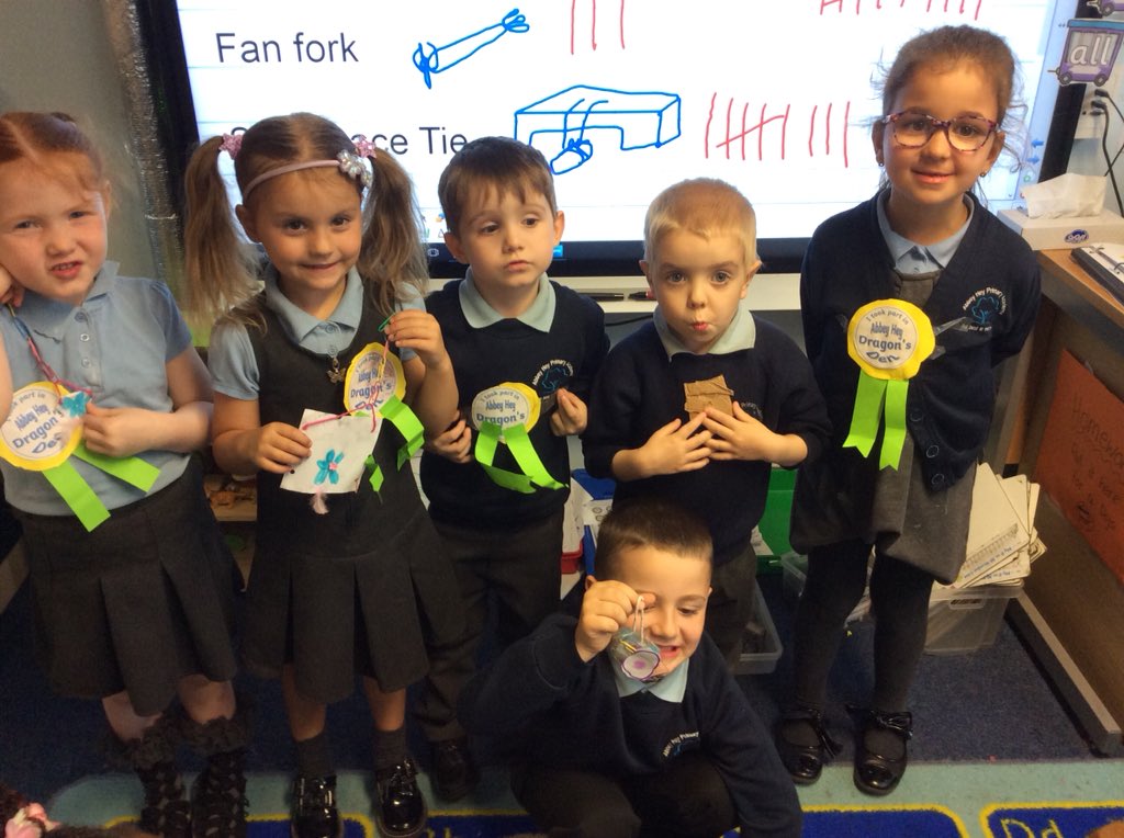 AHPA_Reception's tweet photo. After a week of creating our own inventions, today the winners from Reception who invented the “Mood Changer” will pitch their ideas to the Dragons. Will we get a thumbs up? Watch this space. #ABDragonsDen https://t.co/hRoPIfSQ5U