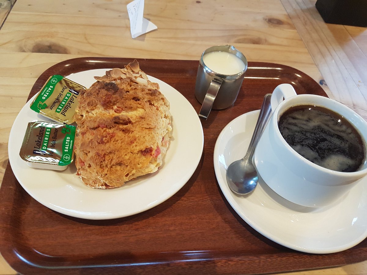 TheSuperpigeon's tweet photo. On the Bus tour this morning....Cherry and Almond Scone at Southwell Garden Centre. 😍 #IllGetYouButler https://t.co/0uCHRhXIRJ