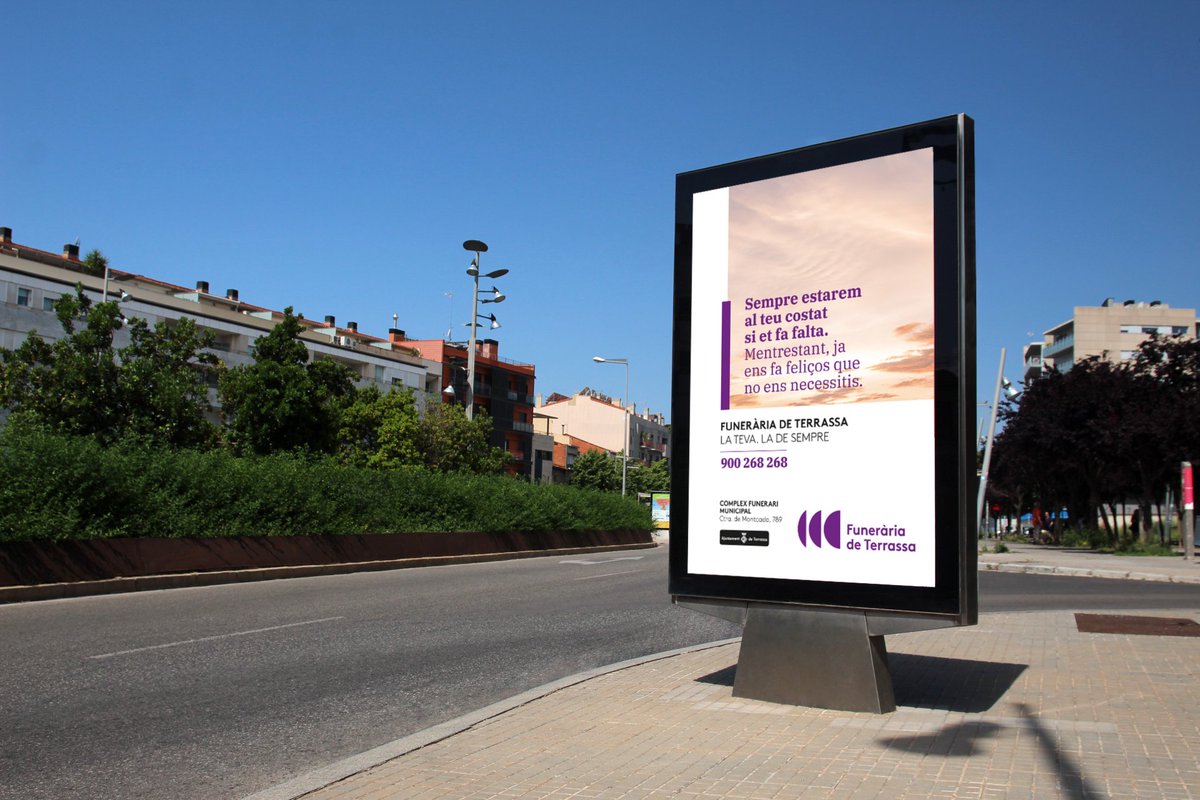 XooStudio's tweet image. Defensar els valors (i també la qualitat) del servei públic. Objectiu de la nova campanya realitzada per Xoo Studio para la empresa municipal Funerària de Terrassa.
Peça: publicitat exterior urbana.
Client: Funerària de Terrassa.
Publicidad
#Campaña
#Gráfica
#Diseño
#Opis
