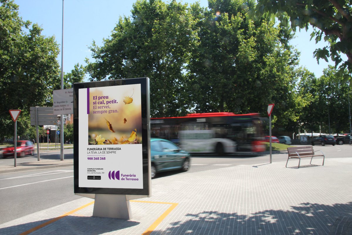 XooStudio's tweet image. Defensar els valors (i també la qualitat) del servei públic. Objectiu de la nova campanya realitzada per Xoo Studio para la empresa municipal Funerària de Terrassa.
Peça: publicitat exterior urbana.
Client: Funerària de Terrassa.
Publicidad
#Campaña
#Gráfica
#Diseño
#Opis