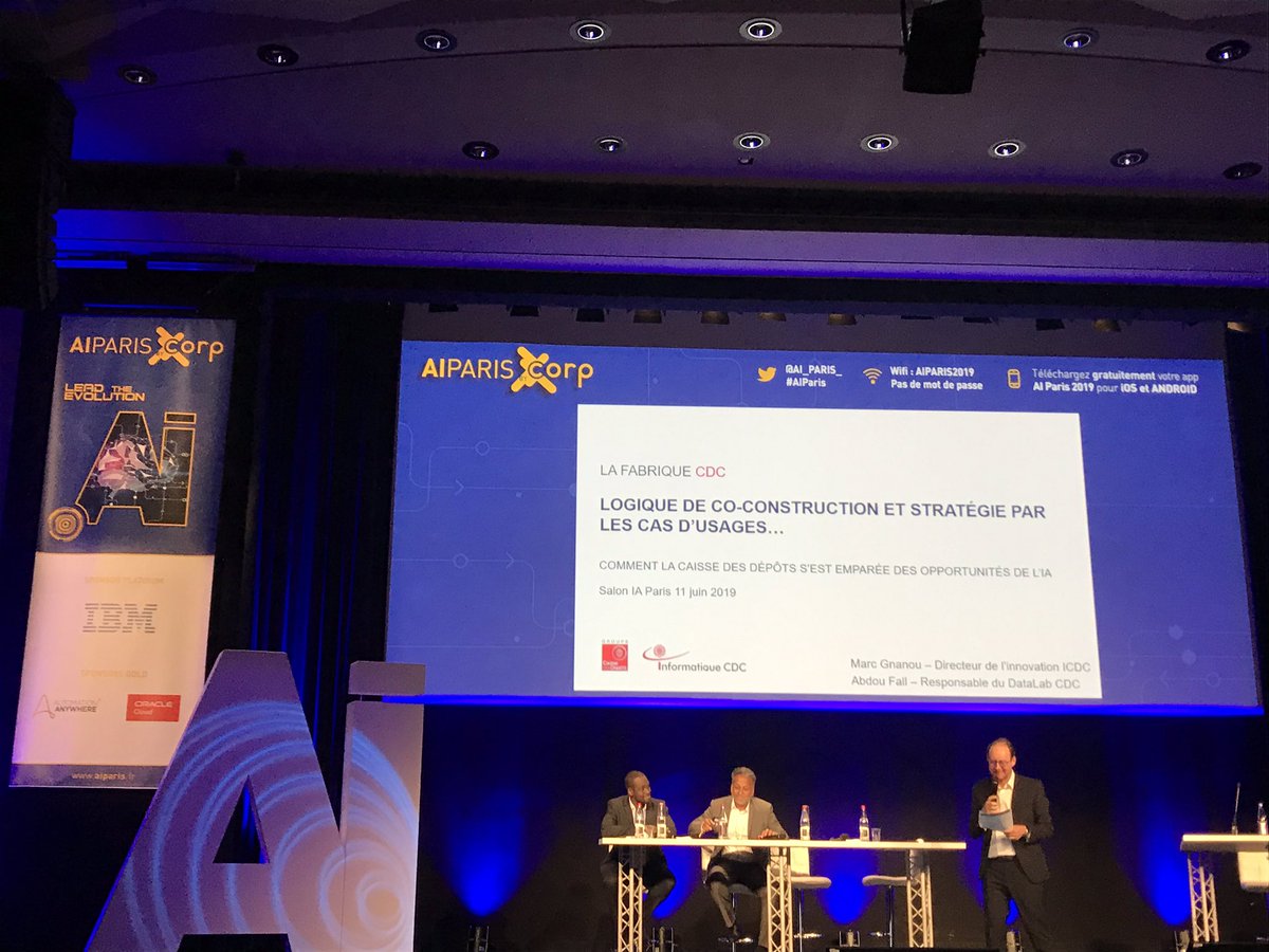 ICDC_officiel's tweet photo. #IAParis - sur scène, Abdou FALL &amp; Marc Gnanou ! « Comment la @caissedesdepots s’est emparée des opportunités de l’#IA ? » @AI_PARIS_ https://t.co/BYkFxs4XYJ