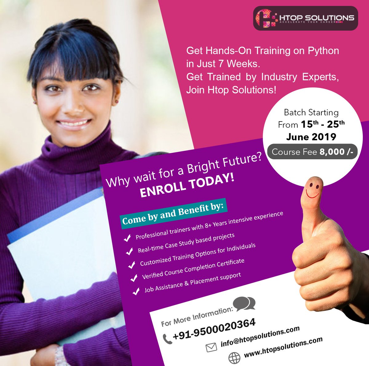 htop_solutions's tweet image. Don&apos;t miss this golden opportunity. Learn certified #python #training #courses just at Rs.8000. Batch starts from 15th - 25th June. Get hands -on training from industrial trainer experts. Call us today - 9500020364. bit.ly/2XhAfOd