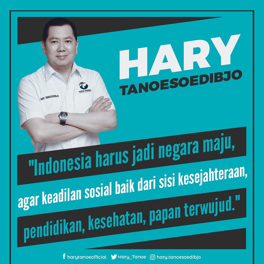 Indonesia harus jadi negara maju, agar keadilan sosial baik dari sisi kesejahteraan, pendidikan, kesehatan, papan bisa terwujud *HT

#PartaiPerindo #UntukIndonesiaSejahtera