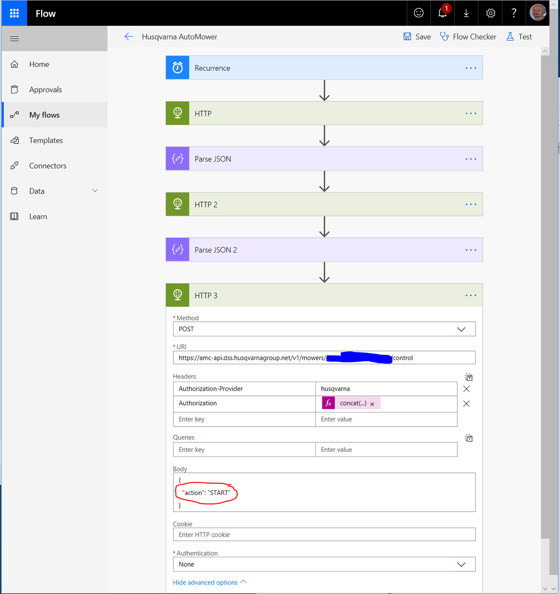 I just started my #Husqvarna #AutoMower robot mower using a #MicrosoftFlow Quite simple when having experts like <a href="/MeapaX/">Jon Jander</a> onboard! <a href="/MathiasAhlm/">Mathias Ahlm</a> <a href="/RobotAutomower/">Husqvarna Automower</a> <a href="/HusqvarnaUSA/">HusqvarnaUSA</a>