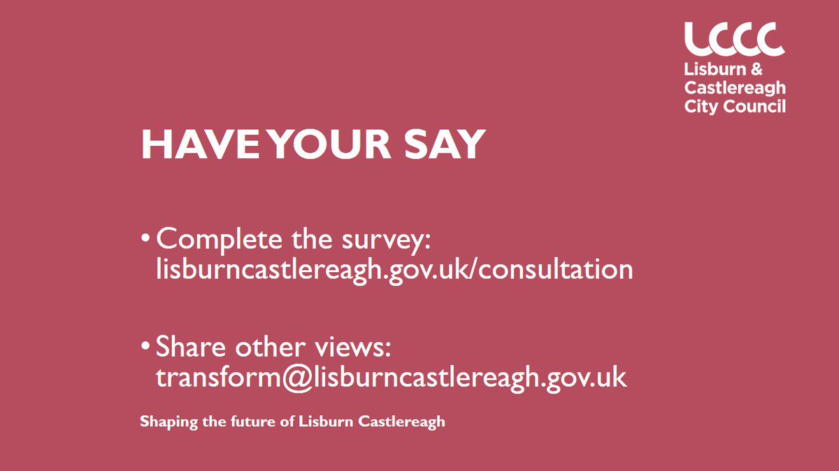 How would you spend £100 shopping #voucher ? Why don't you take 5 mins today, have a read at our #ConnectInvestTransform and let us know what you think.  Our consultation ends 30 June so please don't miss this opportunity.
It's your future, #haveyoursay 
surveys.lisburncastlereagh.gov.uk/s/ConnectInves…